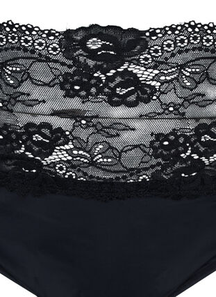 High-waisted knickers with lace trim in a 2-pack, Black, Packshot image number 2