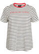Striped cotton t-shirt with embroidered text, Vanilla, Packshot image number 0