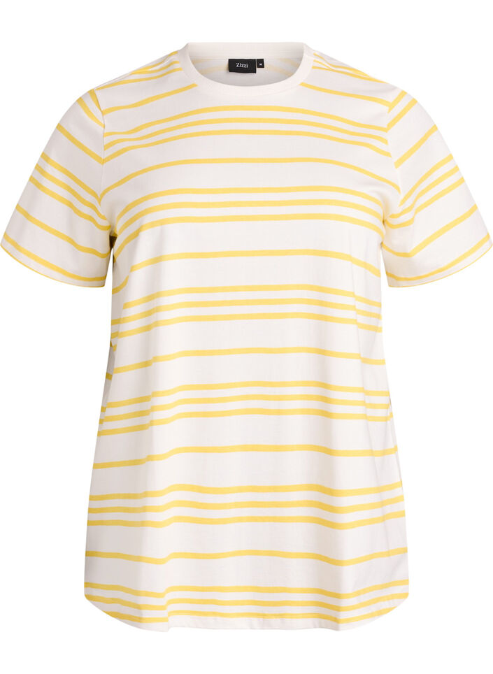 Striped cotton t-shirt, Yellow, Packshot image number 0