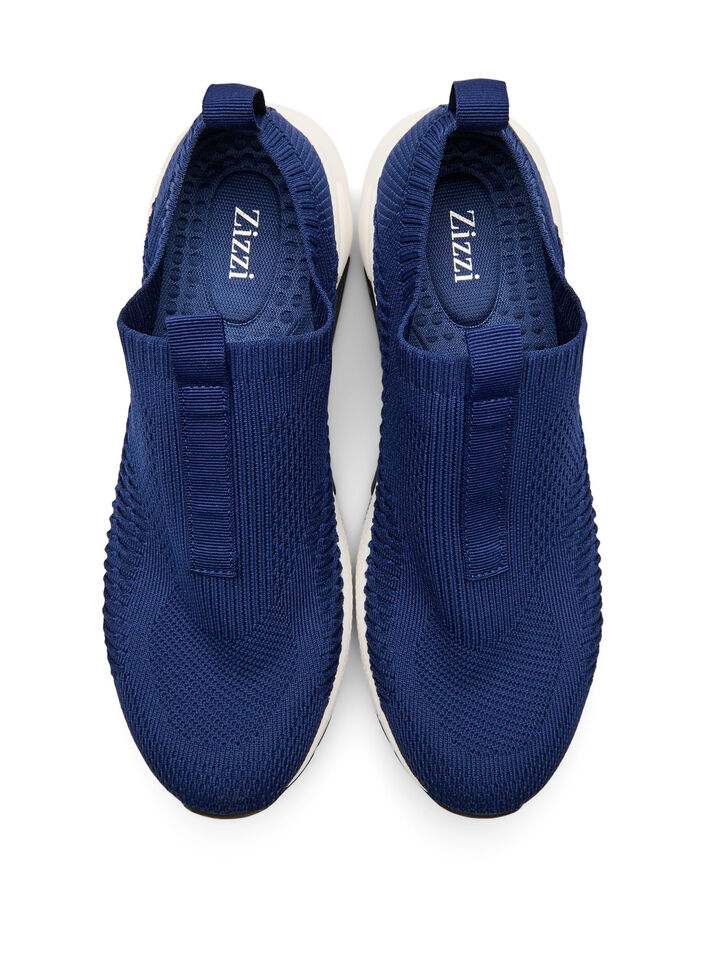 Sneakers in stretchy knit material, Blue, Packshot image number 2
