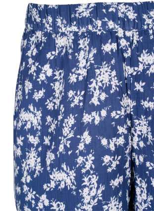 Floral cotton night shorts, V. Indigo Flower AOP, Packshot image number 2