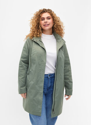 Jacket with pockets and high collar, Sea Spray, Model image number 0