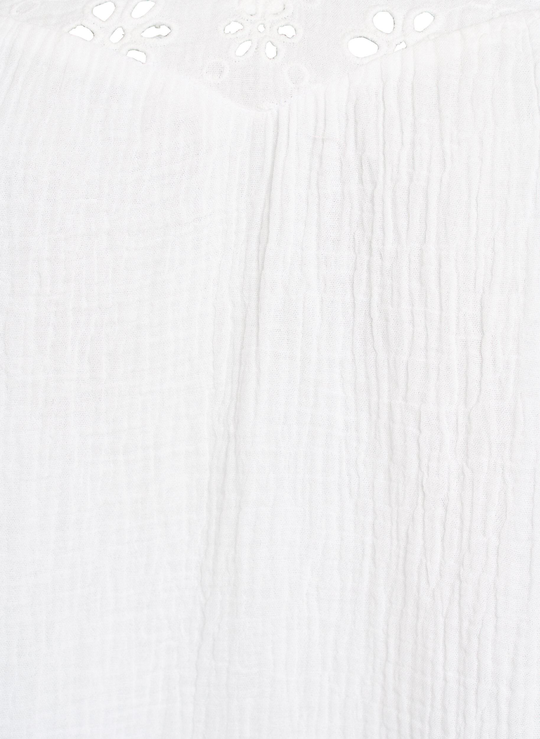 ZizzifashionBlouse in cotton muslin with broderie anglaise and 1/2 sleeves, White, Packshot image number 2