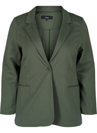 Simple blazer with button, Thyme, Packshot image number 0