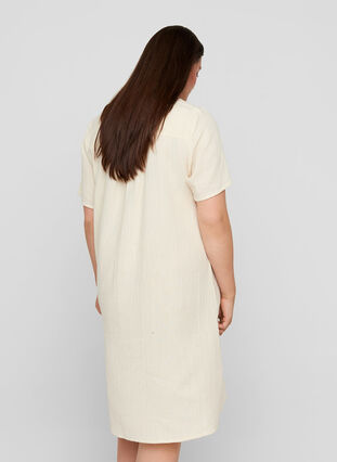 Short-sleeved cotton dress with embroidery, Beige As Sample, Model image number 1
