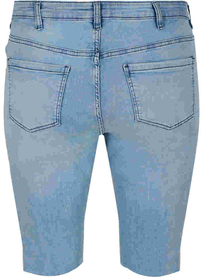 Long cotton denim shorts, Blue denim, Packshot image number 1