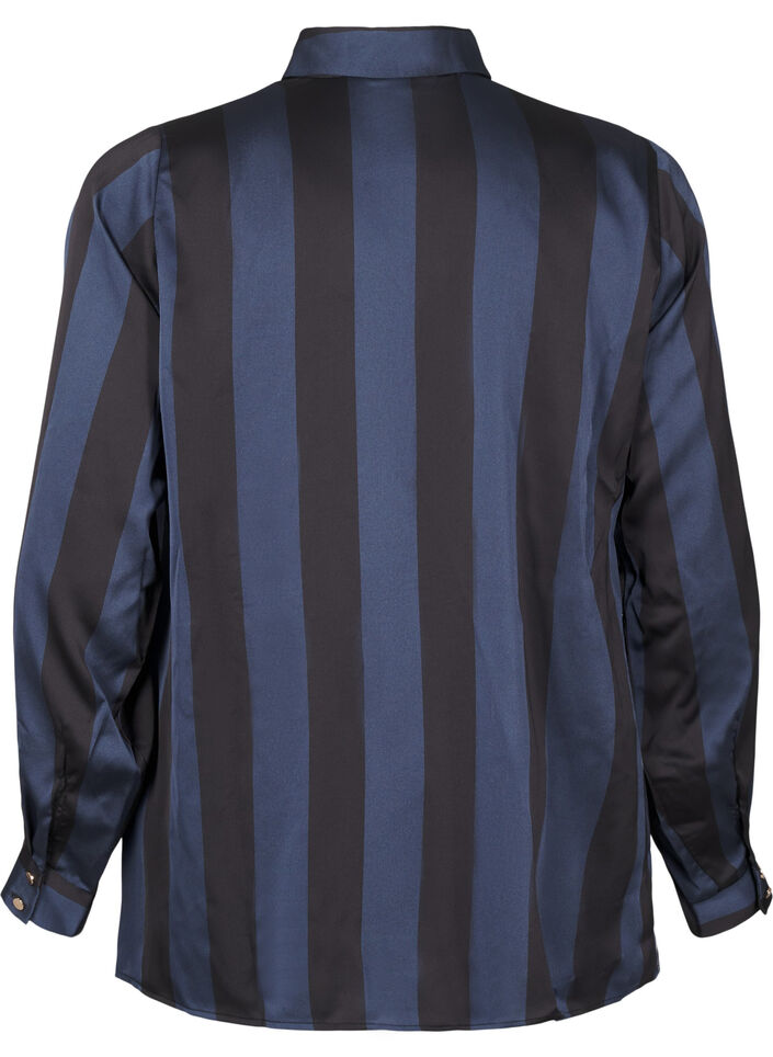Satin shirt with stripes, Spellbound w. Black, Packshot image number 1