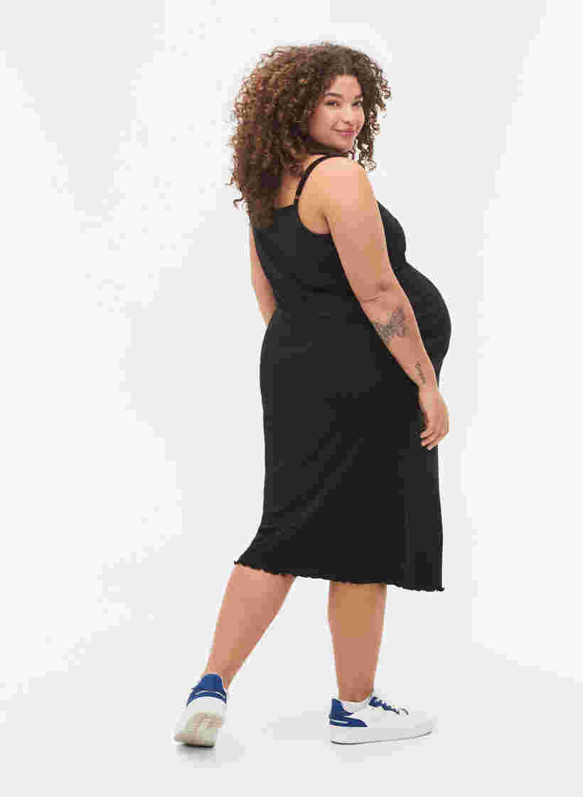 Pregnancy dress in rib, Black, Model image number 1