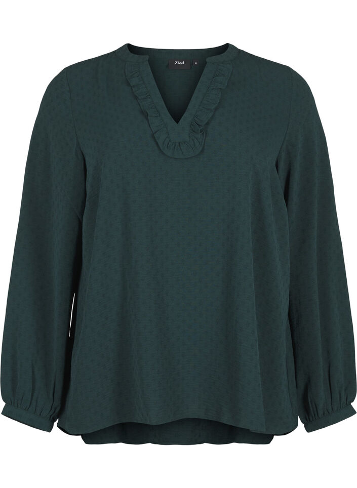 Long-sleeved blouse with structure, Scarab, Packshot image number 0