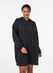 Short hoodie dress with a kangaroo pocket, Black, Model image number 0