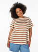 Organic cotton T-shirt with stripes and text, Brown, Model image number 0