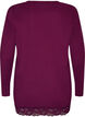 Jersey blouse with asymmetrical lace trim, Purple, Packshot image number 1