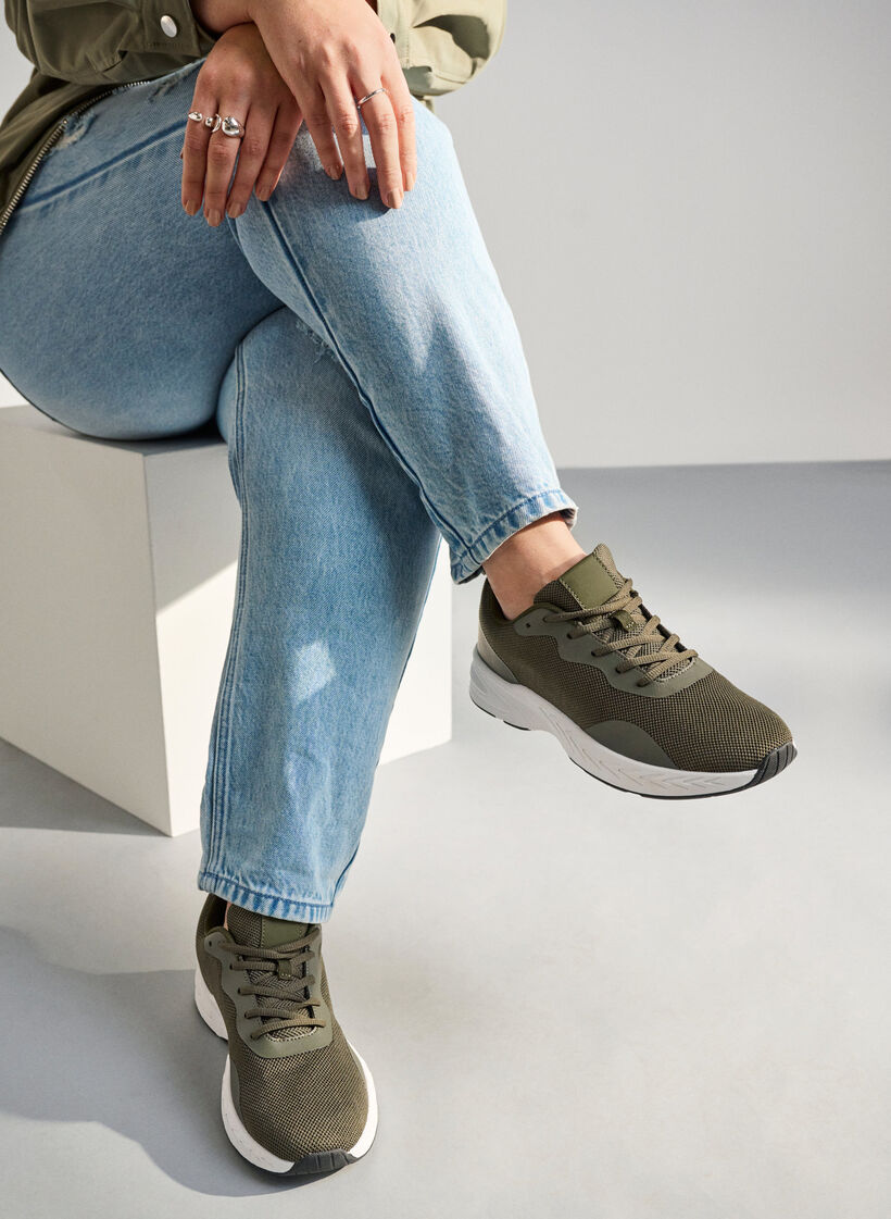 Wide fit - Mesh sneakers, Green, Image