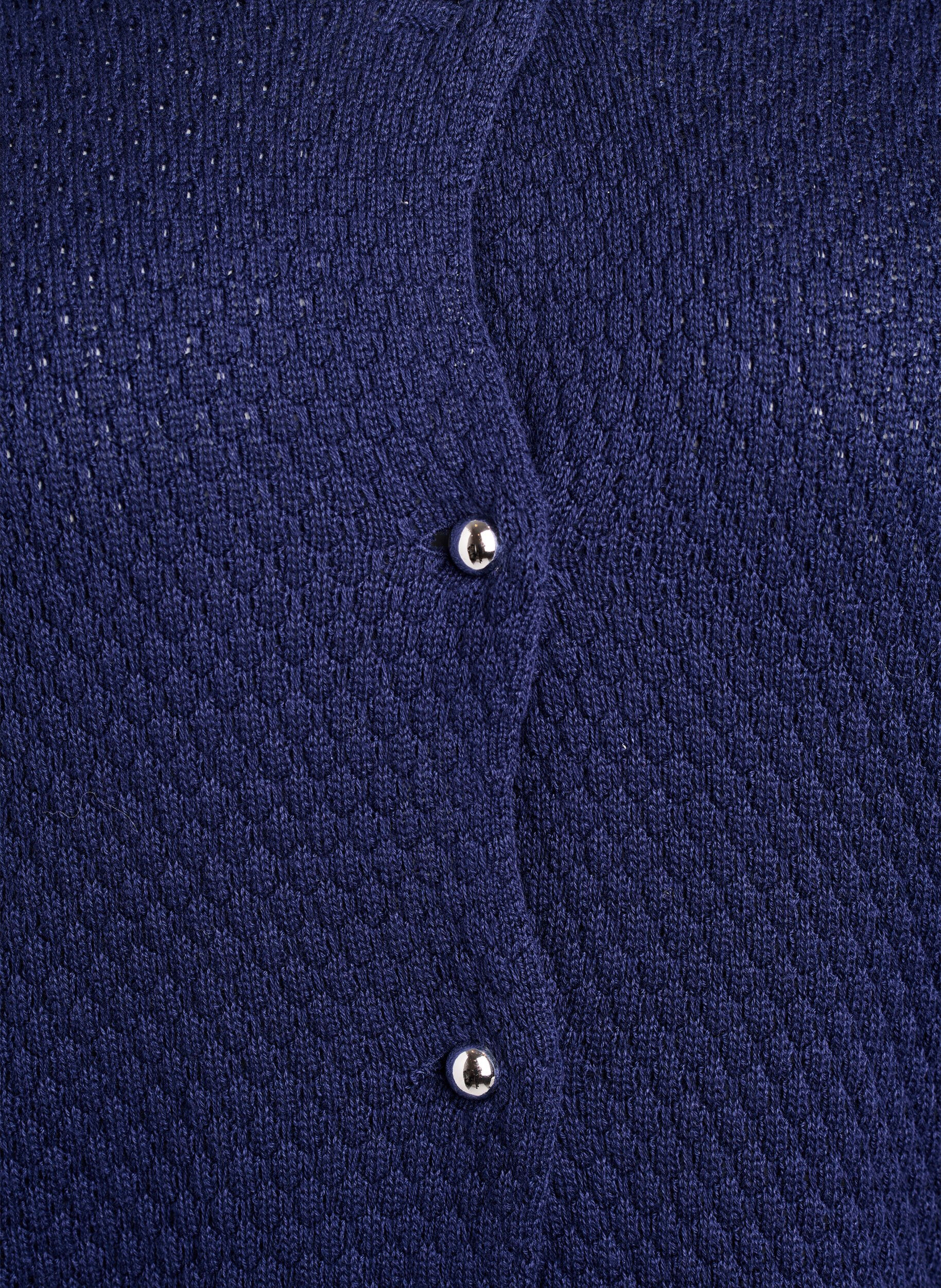 Zizzifashion Structured knit cardigan with ball-shaped buttons, Blue, Packshot image number 2