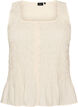 Sleeveless cotton and linen top with smock, Vanilla, Packshot image number 0