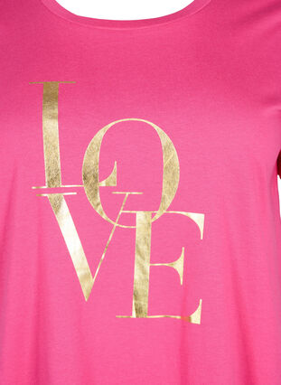 Cotton T-shirt with gold-colored text, R.Sorbet w.Gold Love, Packshot image number 2