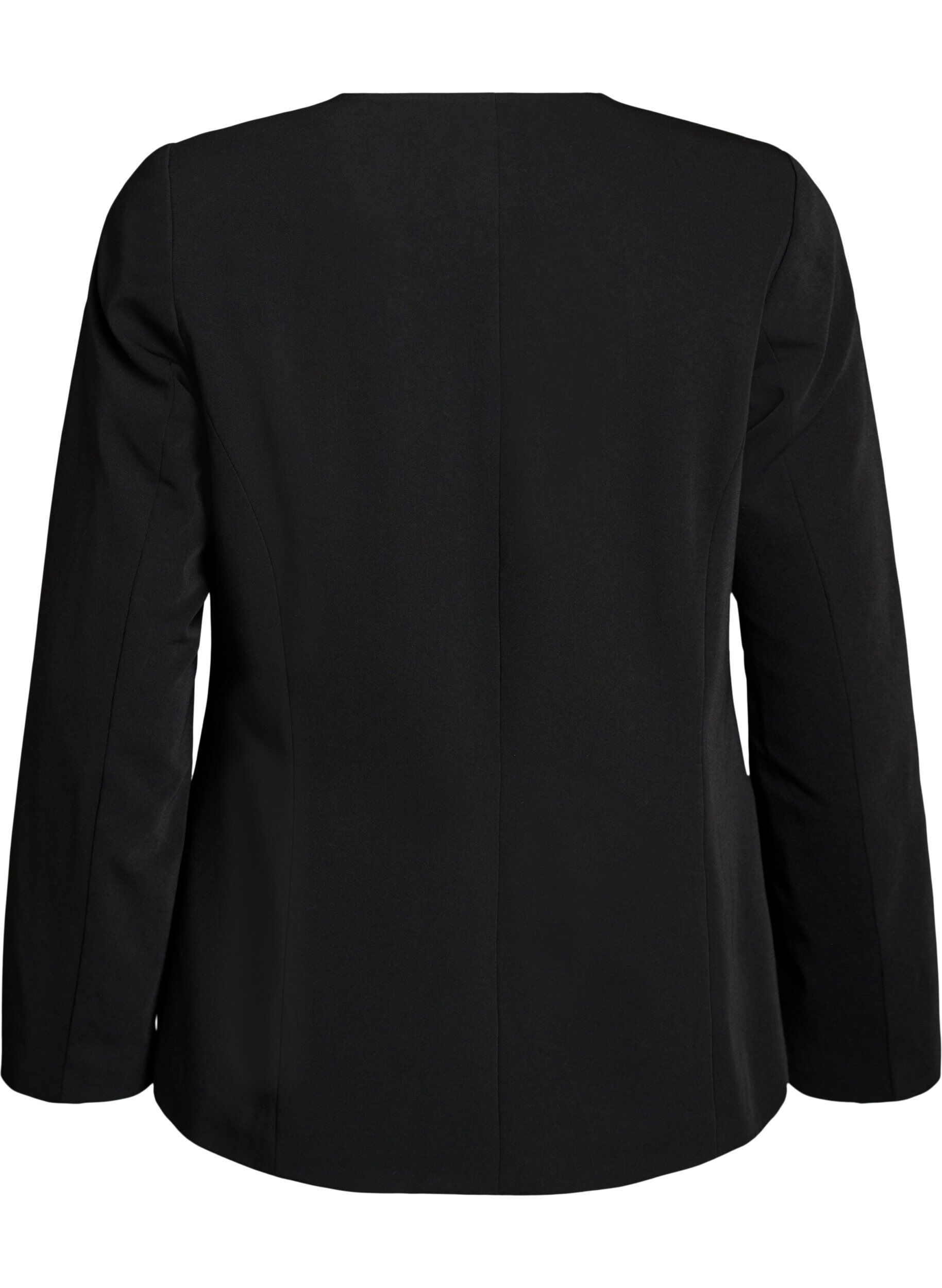 Zizzifashion Blazer with V-neck and button fastening, Black, Packshot image number 1