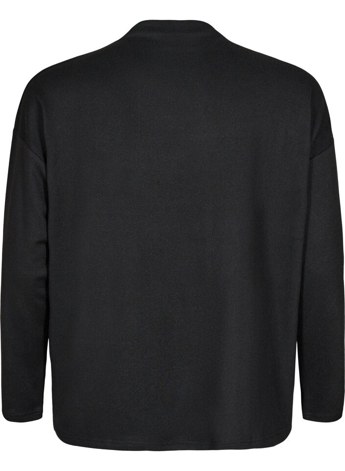 High neck, long-sleeved blouse, Black, Packshot image number 1