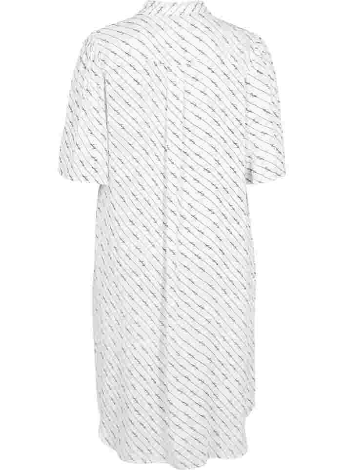 Striped shirt dress in viscose, White AOP, Packshot image number 1
