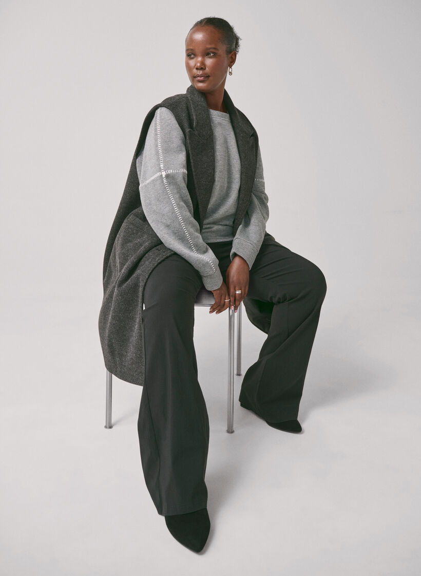 Sweatshirt with contrast stitching, Medium Grey Mél, Image image number 0