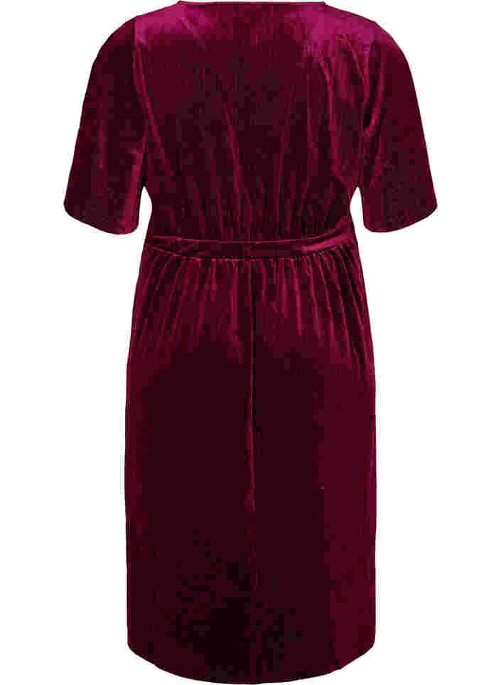 Velour dress with v-neckline and glitter, Winetasting, Packshot image number 1
