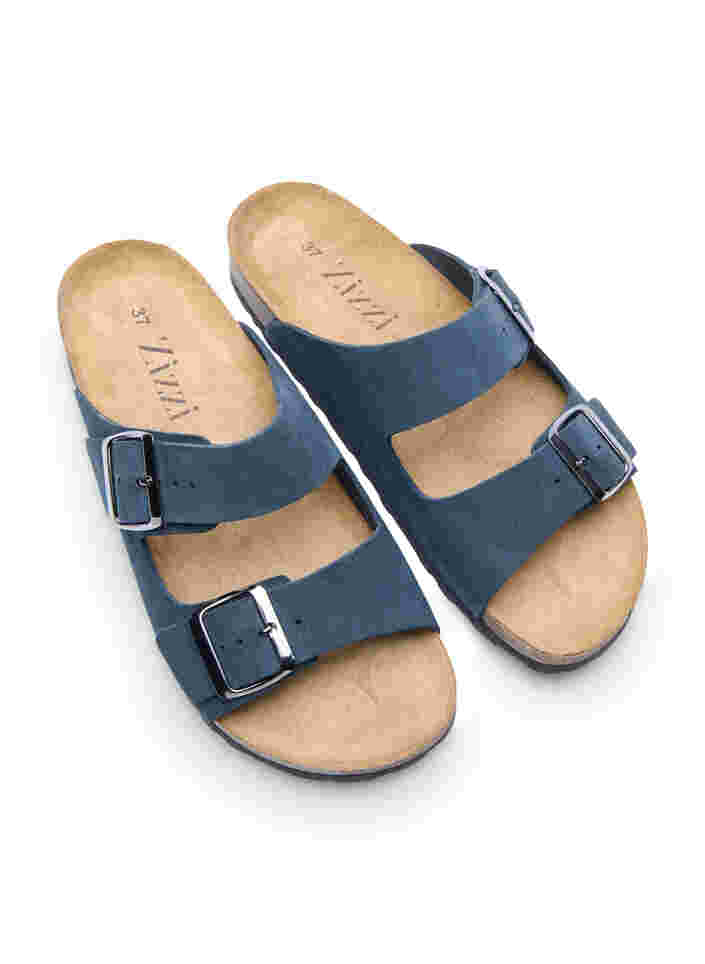 Wide-fit suede sandals, Navy, Packshot image number 3