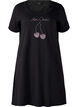 Short-sleeved nightgown in organic cotton, Black, Packshot image number 0