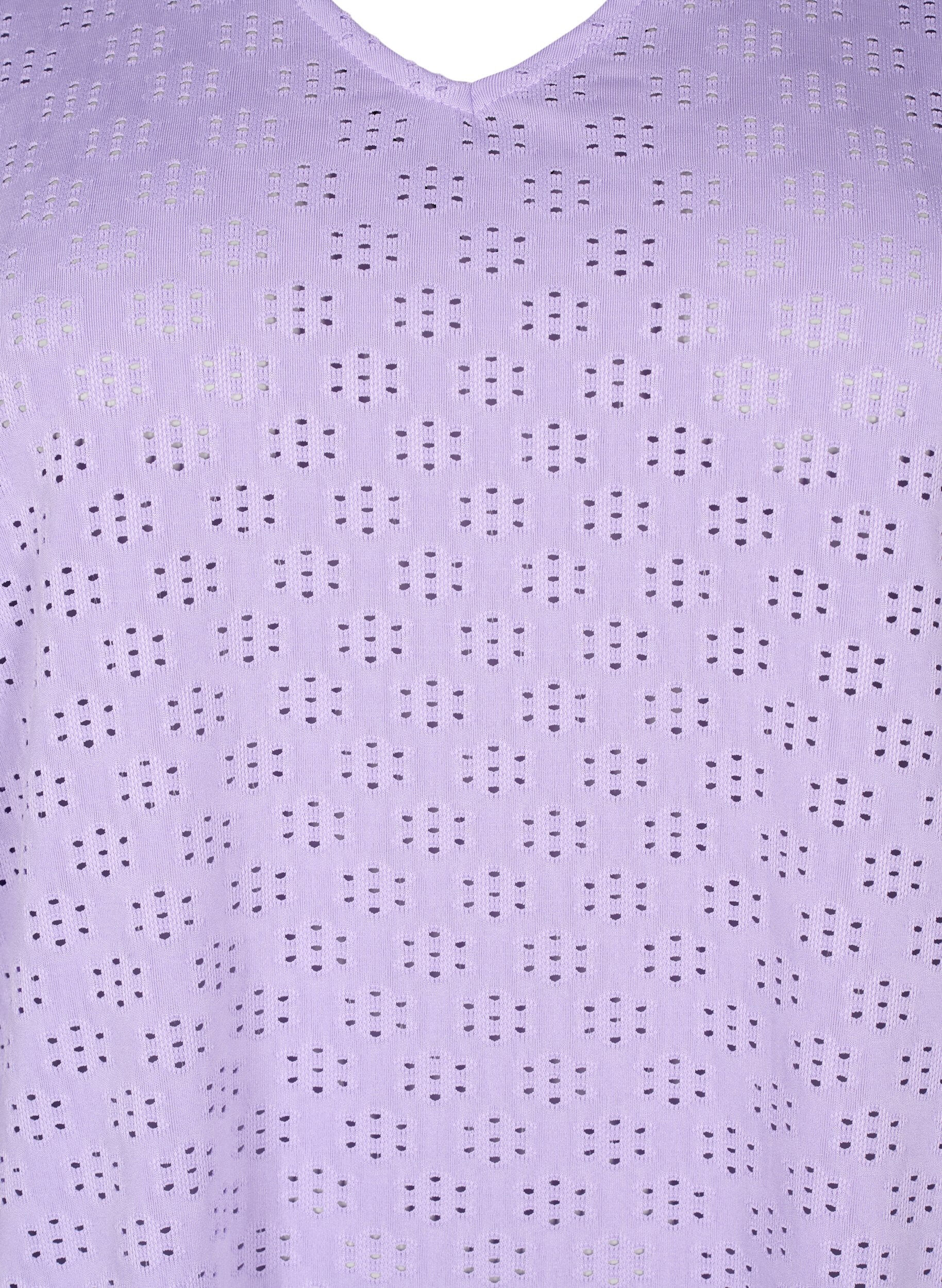 Zizzifashion V-neck blouse with hole pattern, Viola, Packshot image number 2