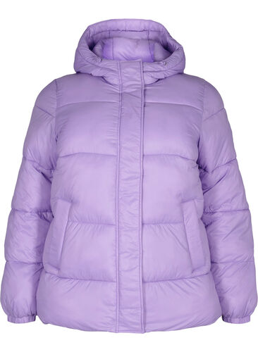 Short puffer jacket with hood, Lavender, Packshot image number 0