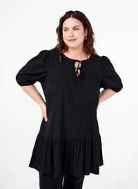 Tunic in viscose with ties, Black, Model