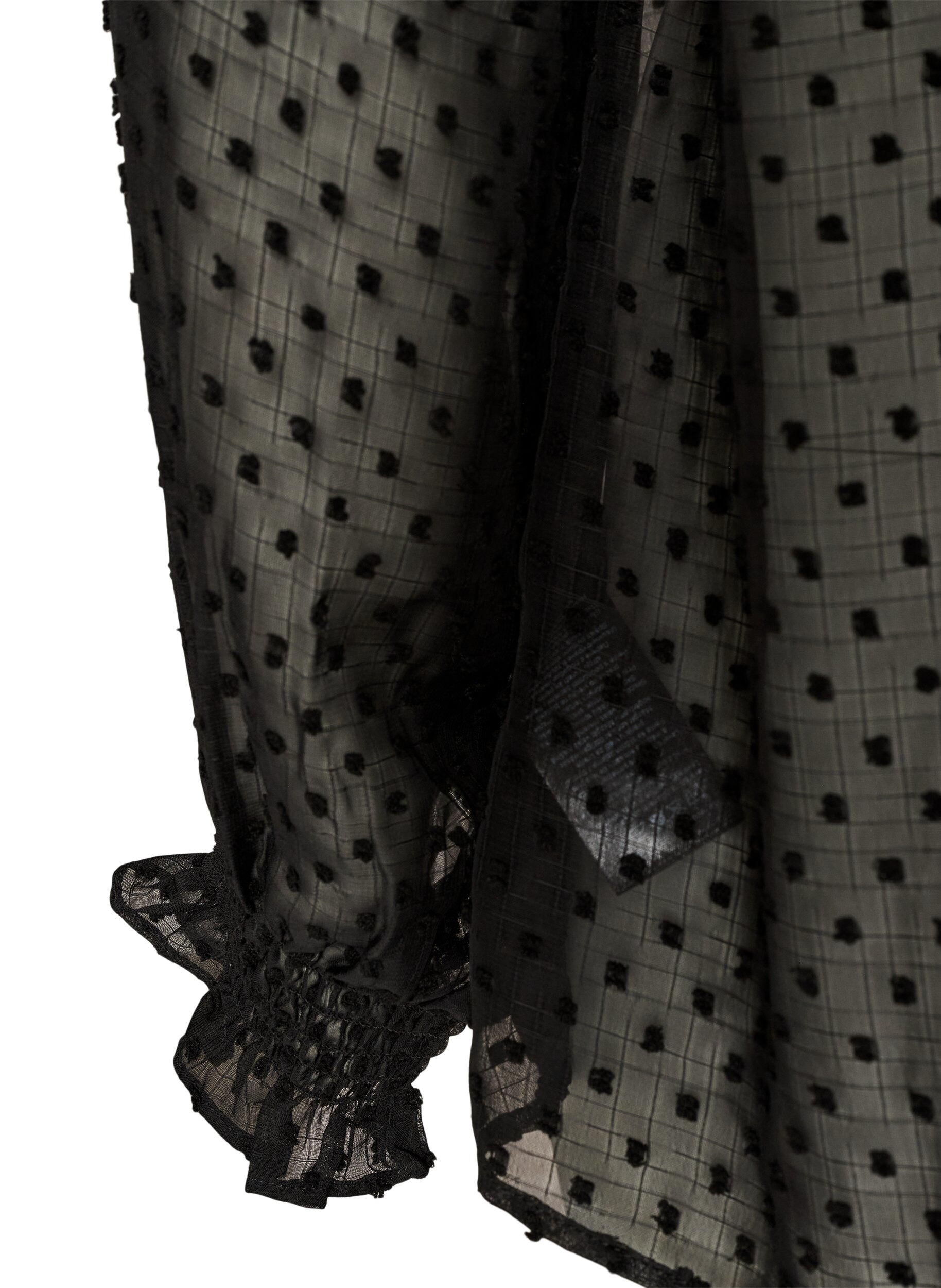 ZizzifashionShirt blouse with lace insert and dot pattern, Black, Packshot image number 3