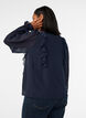 Sheer blouse with ruffles and tie-fastening, Blue, Model image number 2
