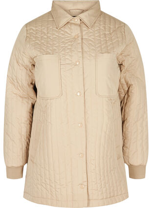 Quilted jacket with chest pockets and a collar, Silver Mink, Packshot image number 0