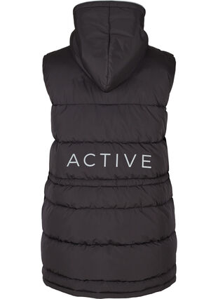 Quilted hooded vest with reflective print, Black, Packshot image number 1