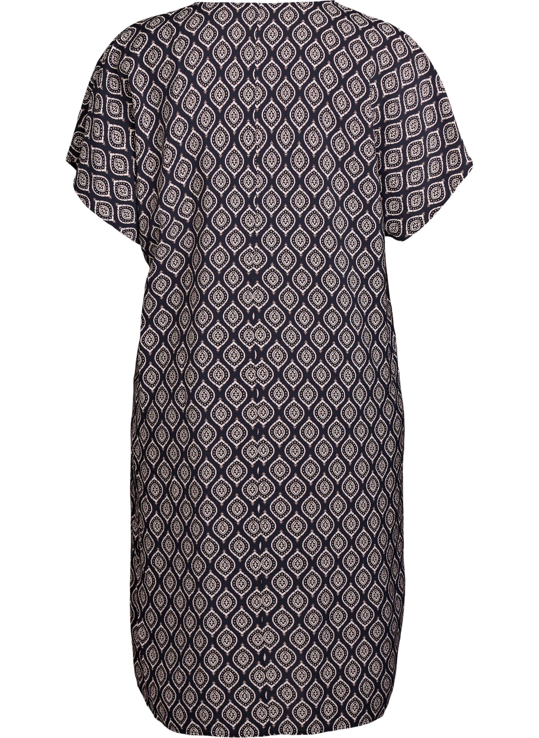 ZizzifashionV-neck dress in viscose, Blue, Packshot image number 1