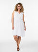 Sleeveless cotton muslin dress with tie string, White, Model image number 1