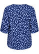Floral blouse with 3/4 sleeves, M. Blue Flower AOP, Packshot image number 1