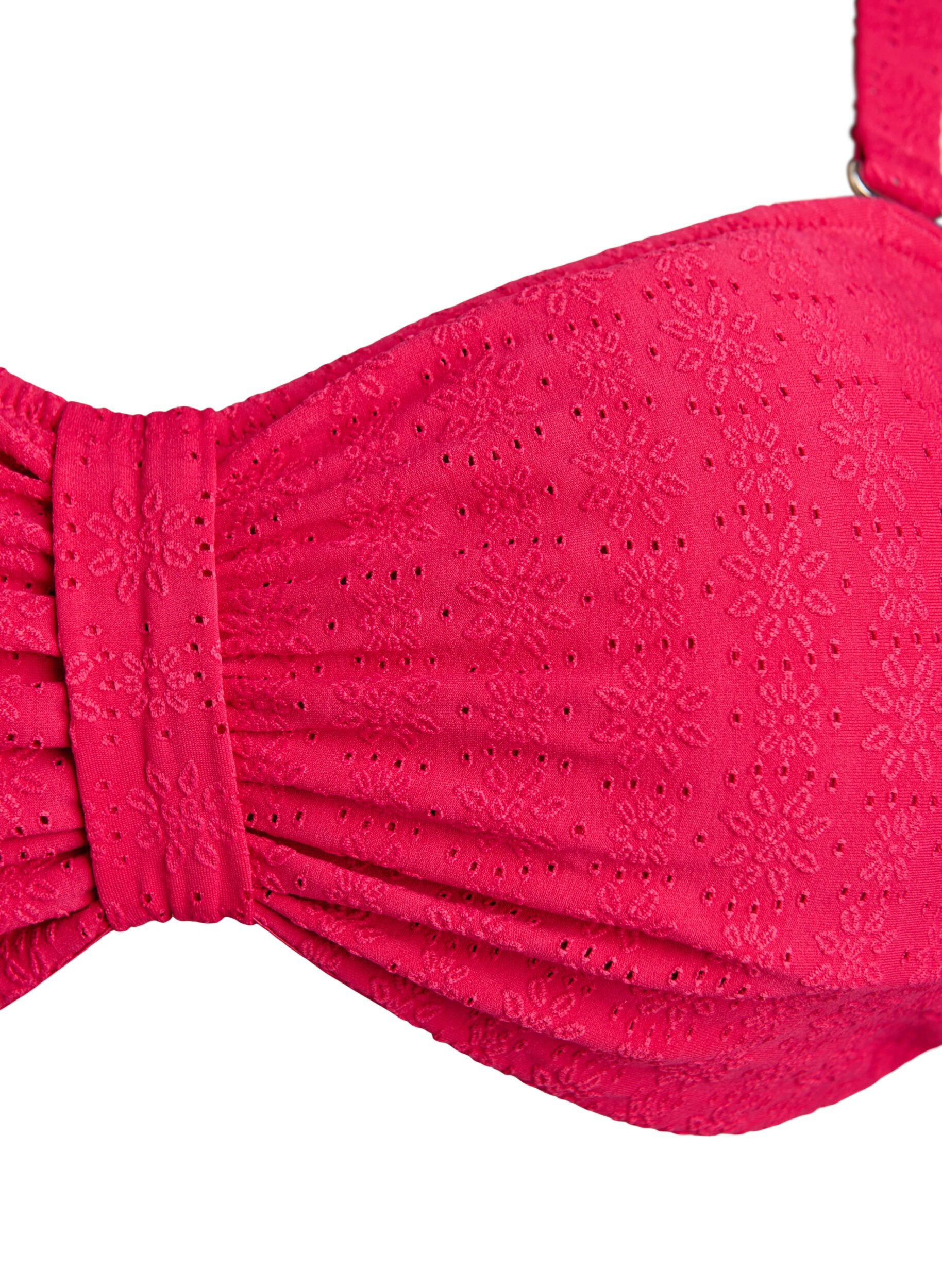 Zizzifashion Bandeau bikini top with a textured pattern and removable straps, Pink, Packshot image number 2
