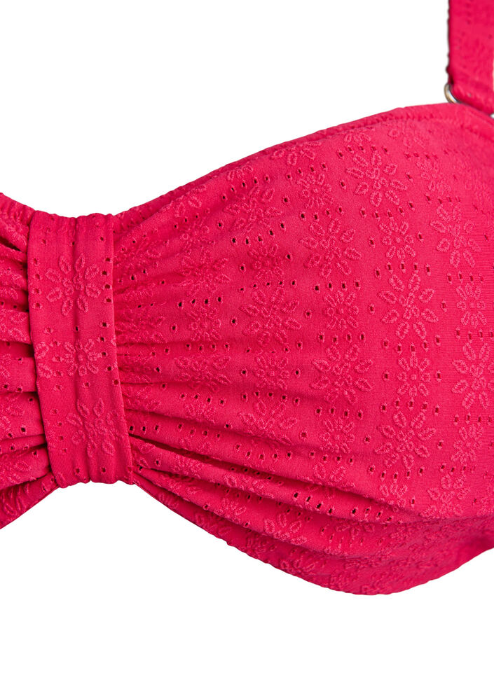 Bandeau bikini top with a textured pattern and removable straps, Pink, Packshot image number 2