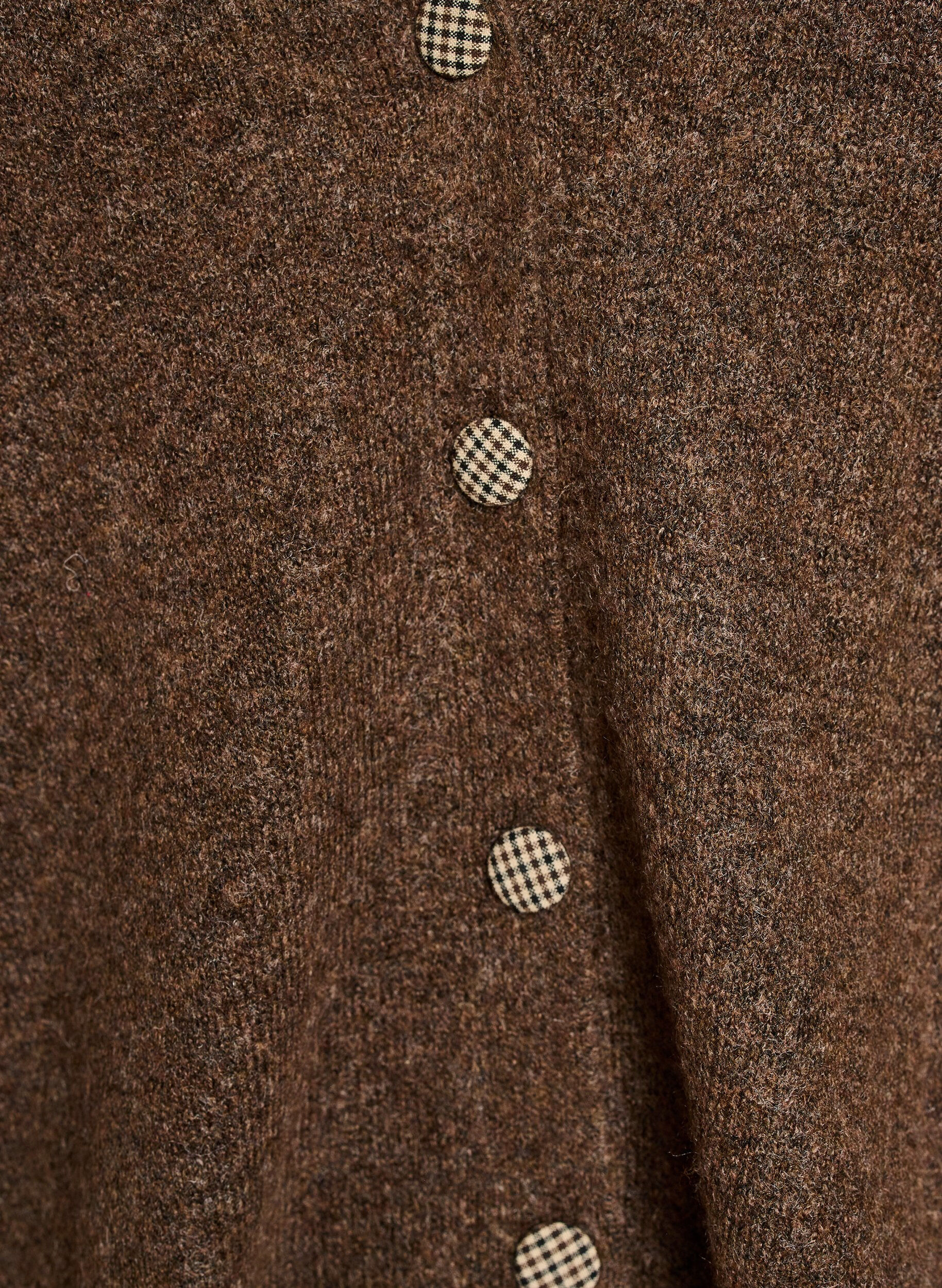 ZizzifashionCardigan with decorative buttons and V-neck, Brown, Packshot image number 2