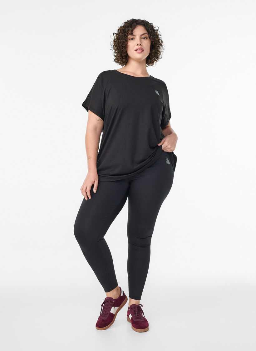 Cropped basic workout leggings, Black, Model