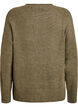 Knitted blouse with V-shaped rib pattern and slits, Green, Packshot image number 1