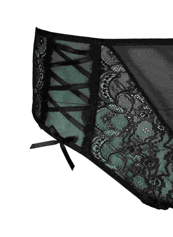 Tai brief with mesh and lace, Black, Packshot image number 3