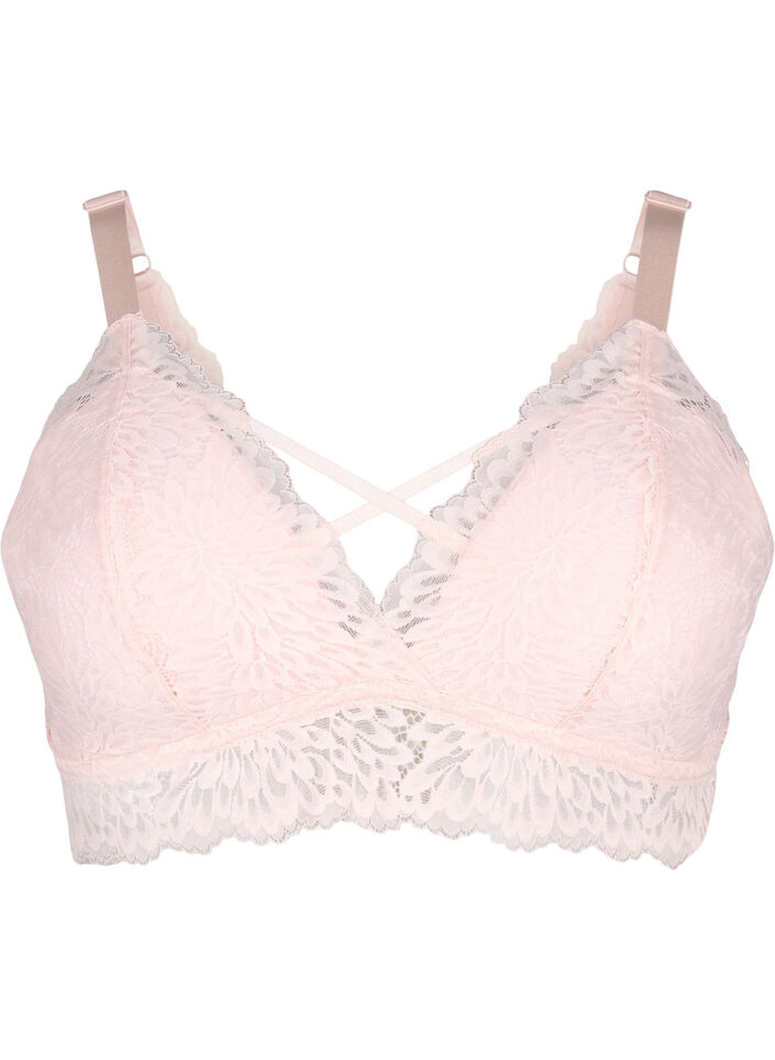 Bralette with string detail and soft padding, Peach Blush, Packshot image number 0