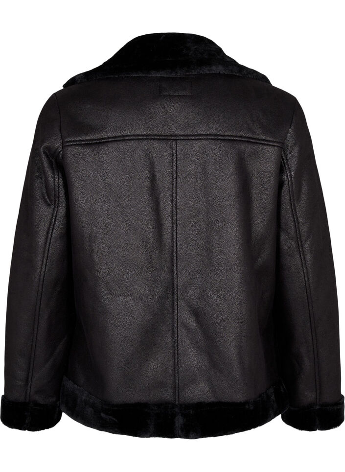 Faux leather pilot jacket, Black, Packshot image number 1