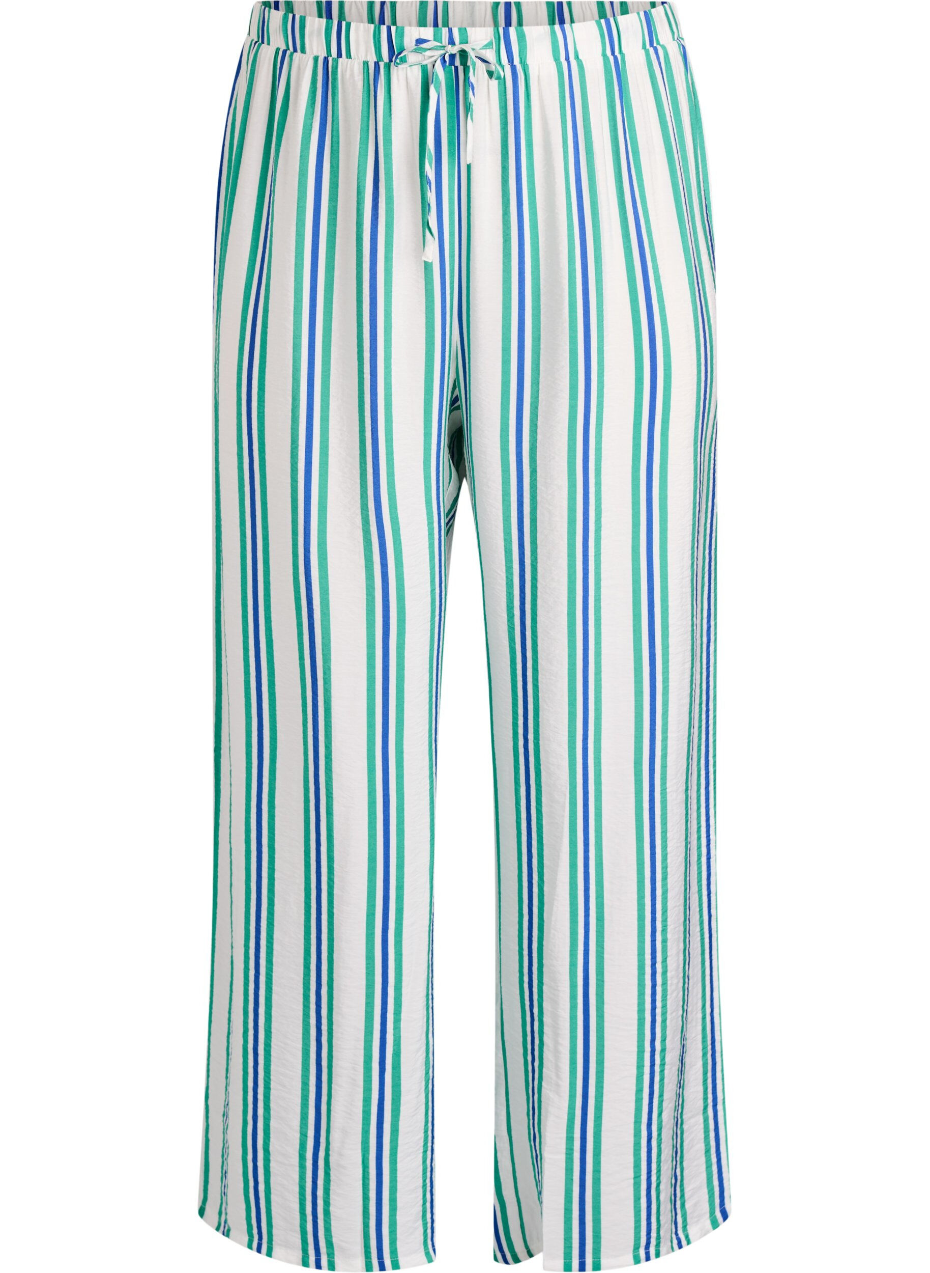 ZizzifashionStriped trousers with a high waist and wide legs, Vanilla, Packshot image number 0