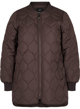 Quilted thermal jacket with zip, Black Coffee, Packshot image number 0