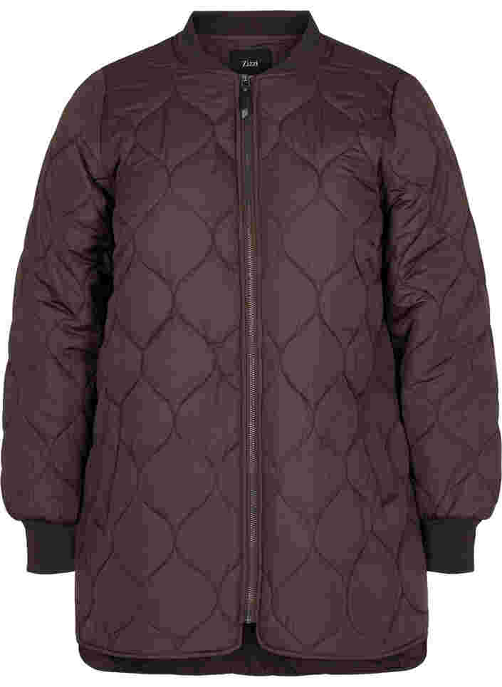 Quilted thermal jacket with zip, Black Coffee, Packshot image number 0