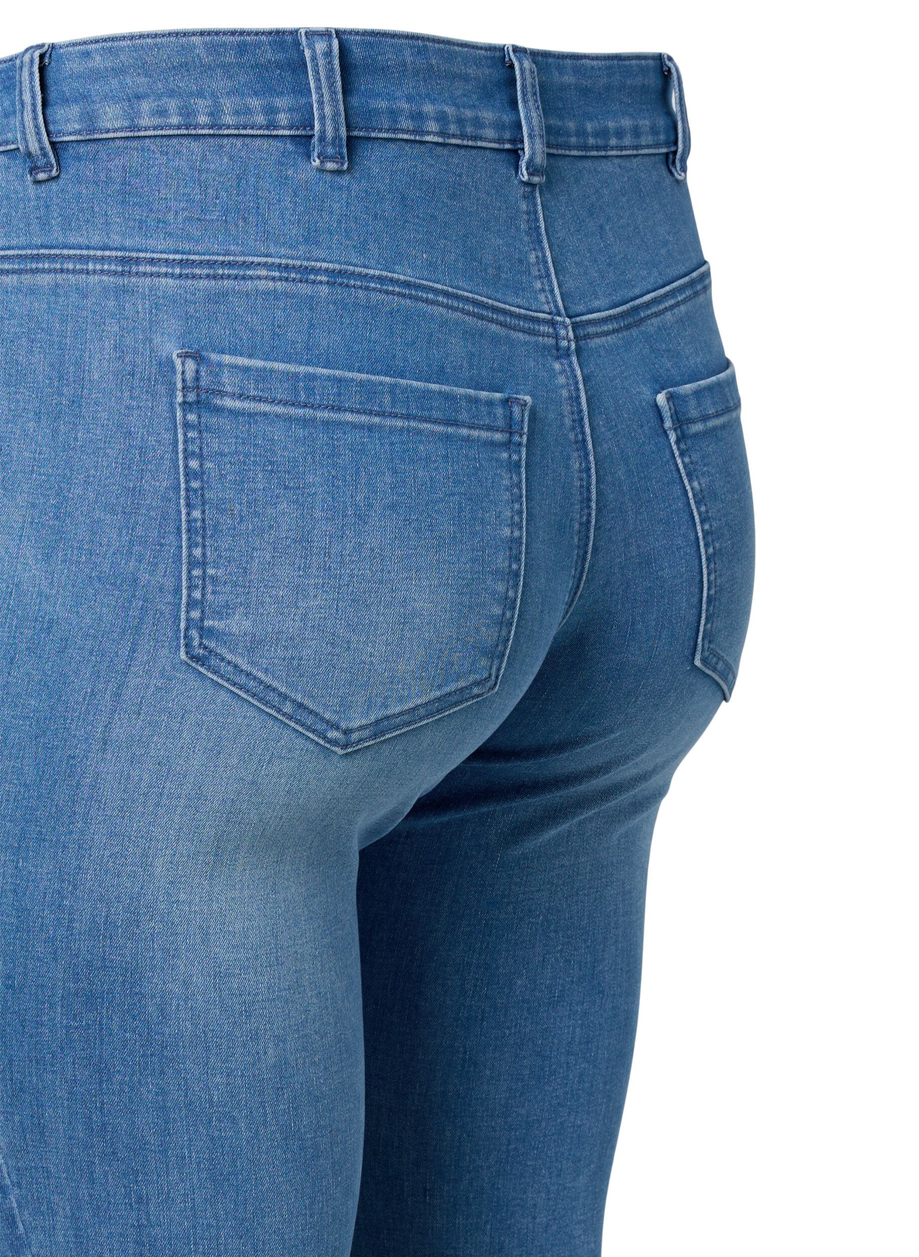 Zizzifashion Cropped Emily jeans with embroidery, Blue denim, Packshot image number 3