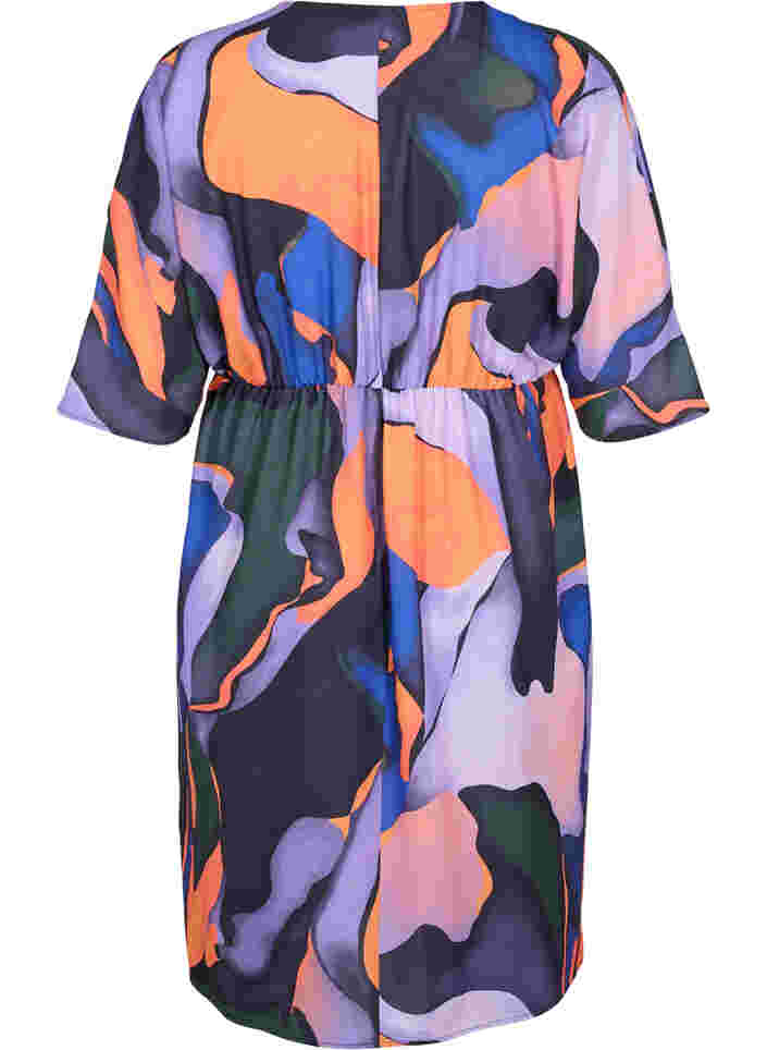 Midi dress with v-neck in coloured print, Big Scale Print, Packshot image number 1